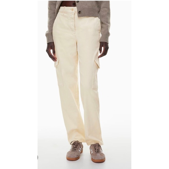 Wilfred Free Pants - Wilfred Free Aritzia Cream High Waisted Button Fly Cargo Pants Womens 6 Utility